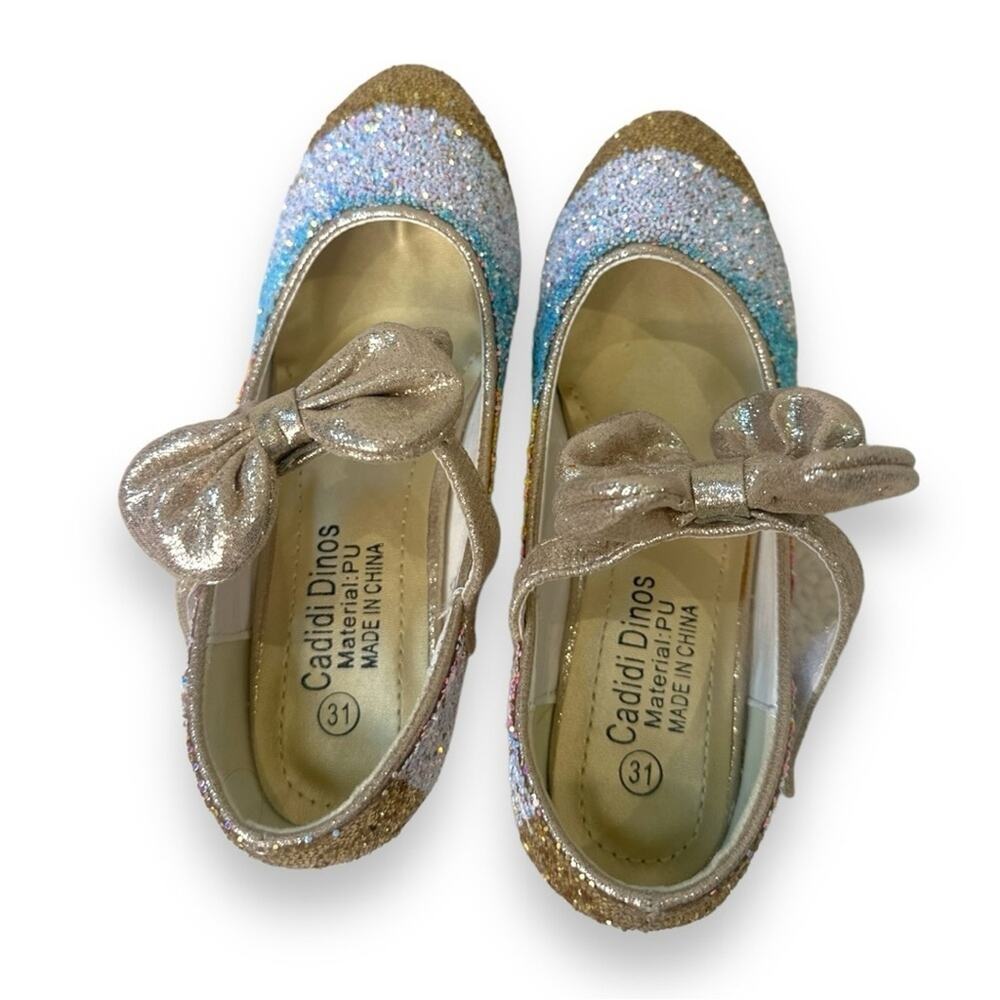 Girls Dress Up Princess Party Sparkle Shoes - Slip On Sparkle Shoes - Size 12k - Picture 7 of 9